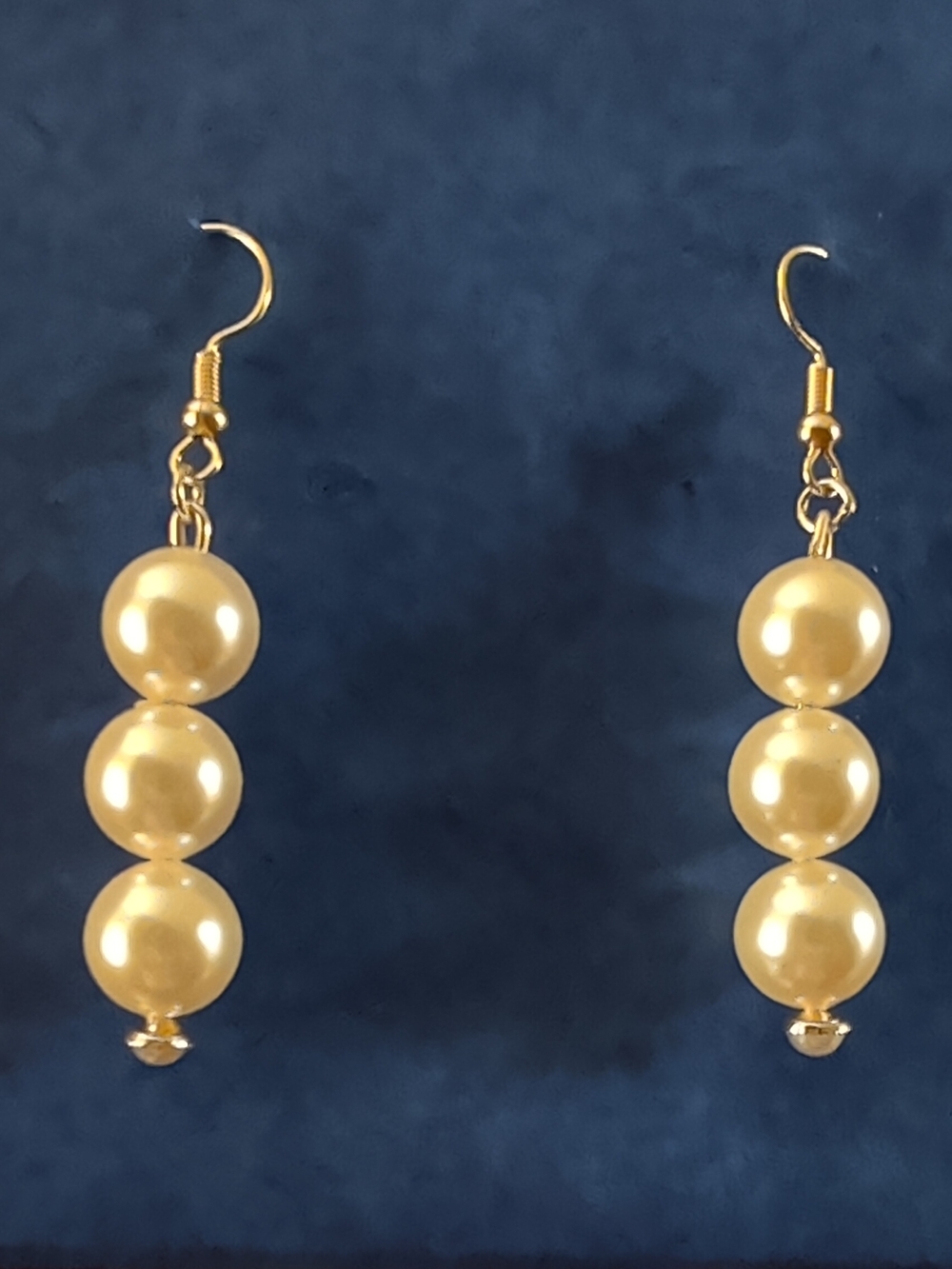 Gold Triple-Pearl Drop Earrings for Women